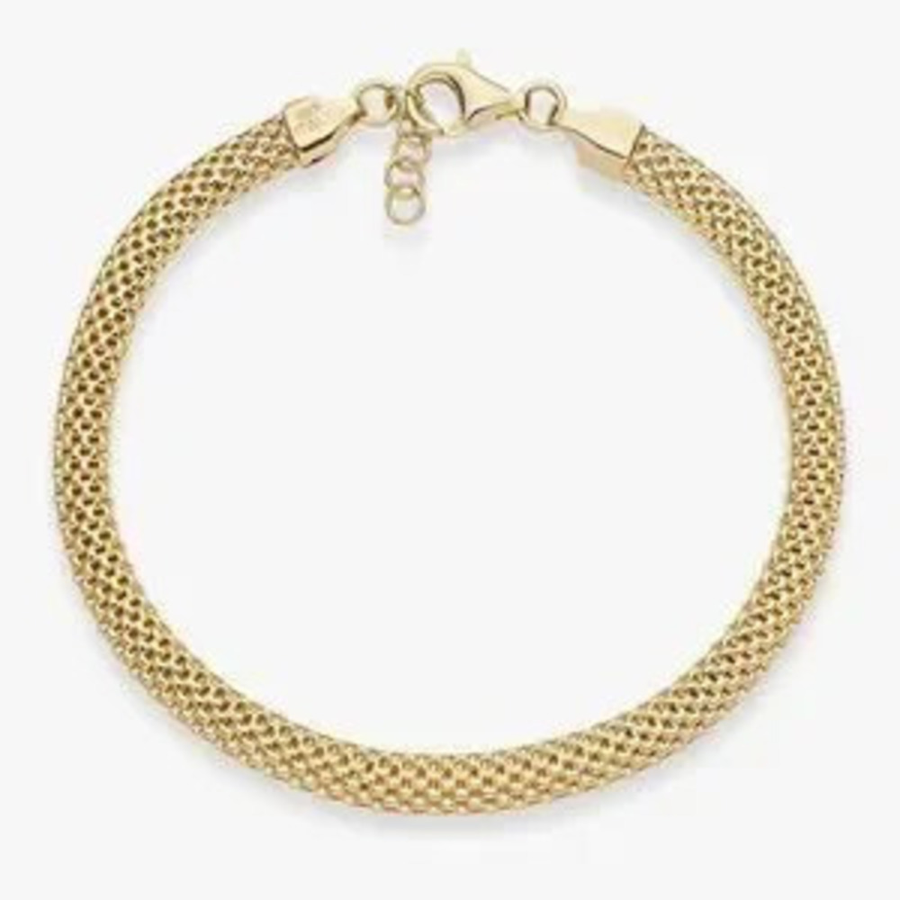 NEW?18K Gold Plated 925 Sterling Silver Italian 5mm Mesh Link Chain Bracelet